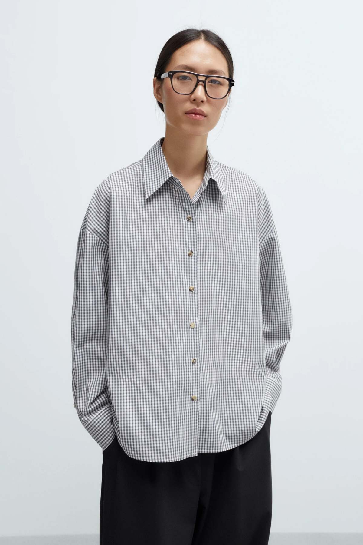 Cordera Oversized Vichy Shirt - Grey - Image 3 of 4