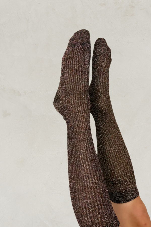 Maria La Rosa Glitter Knee-High Socks - Brown