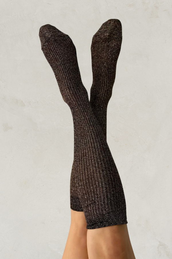 Maria La Rosa Glitter Knee-High Socks - Brown