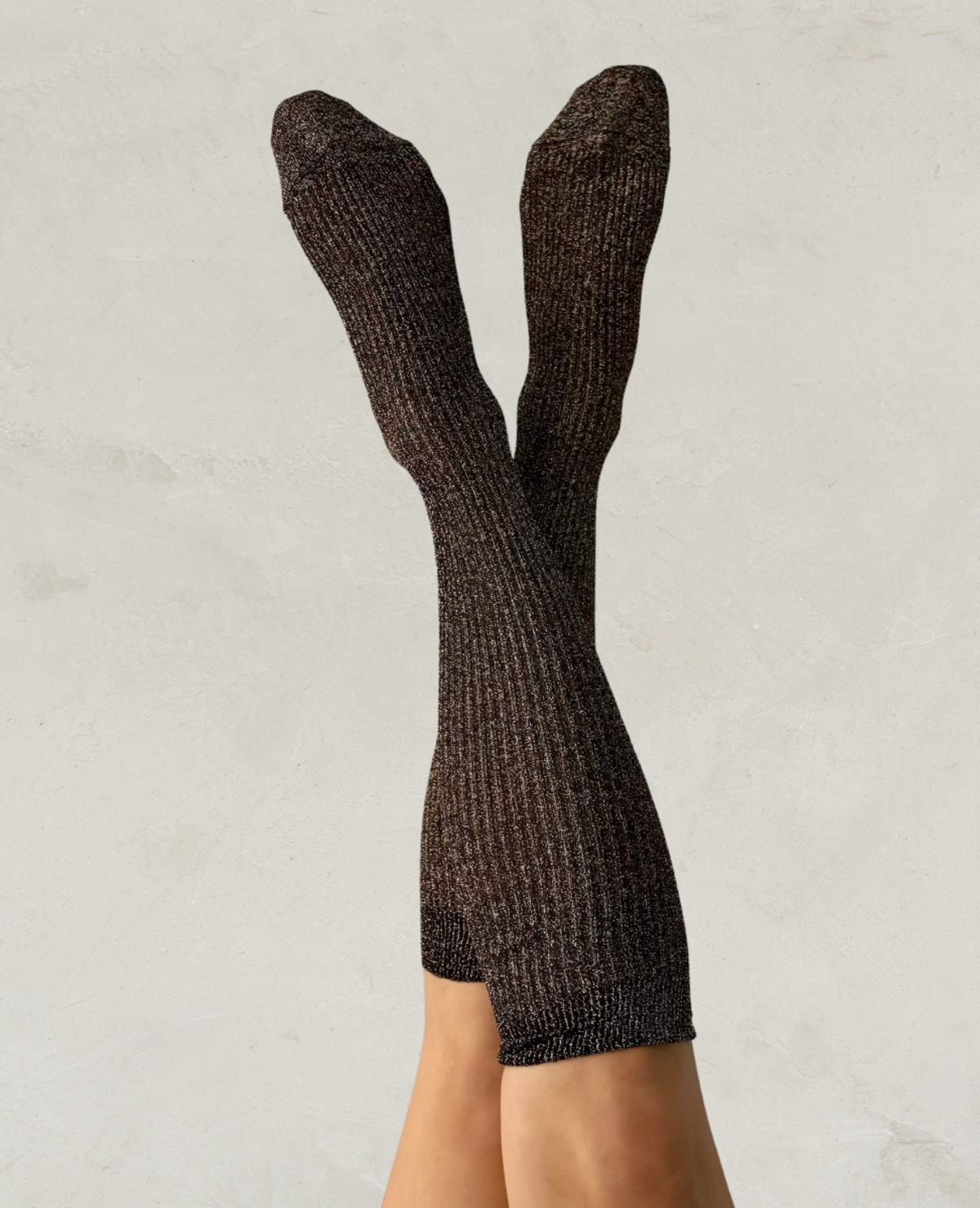 Maria La Rosa Glitter Knee-High Socks - Brown - Image 2 of 4