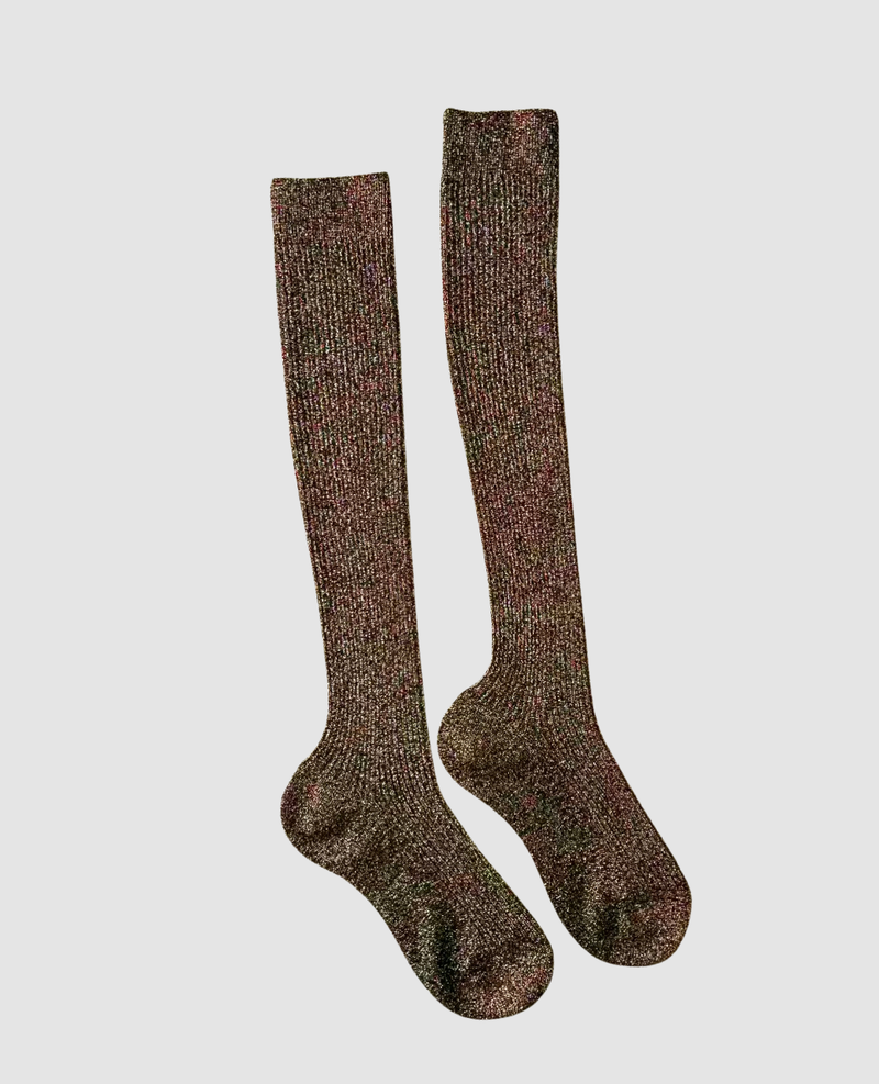 Maria La Rosa Glitter Knee-High Socks - Brown