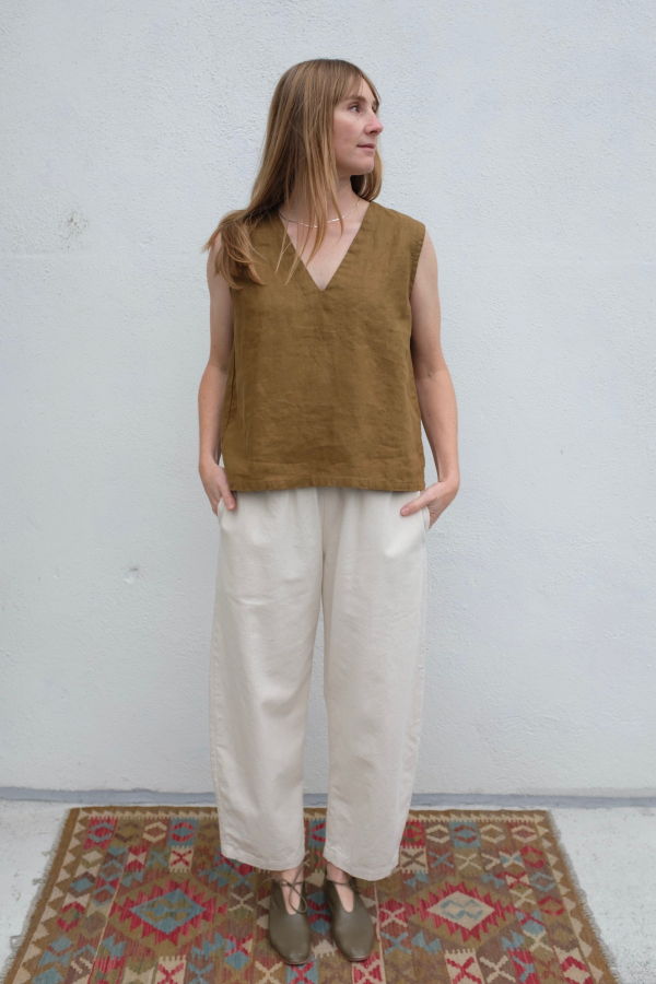 Moss Grey Juliana V-Neck Top - Kalamata