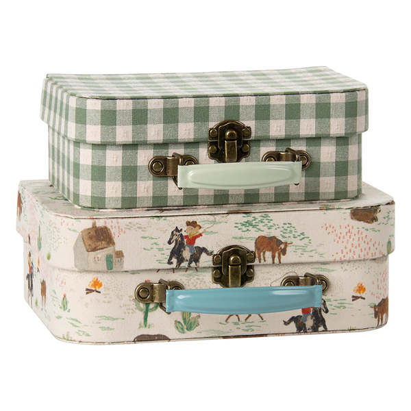 KIDS Maileg Set of 2 Suitcases Pony Storage - Green