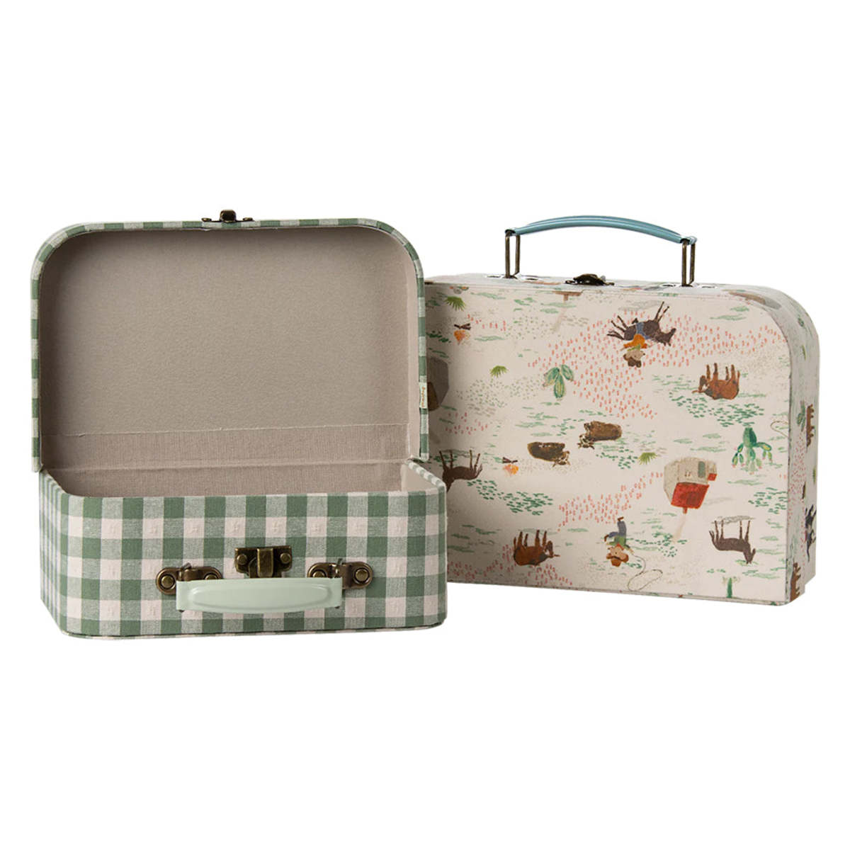 KIDS Maileg Set of 2 Suitcases Pony Storage - Green - Image 2 of 4