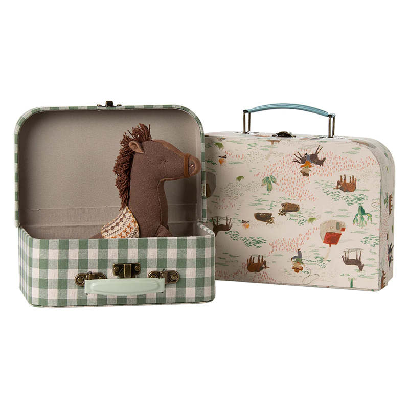 KIDS Maileg Set of 2 Suitcases Pony Storage - Green