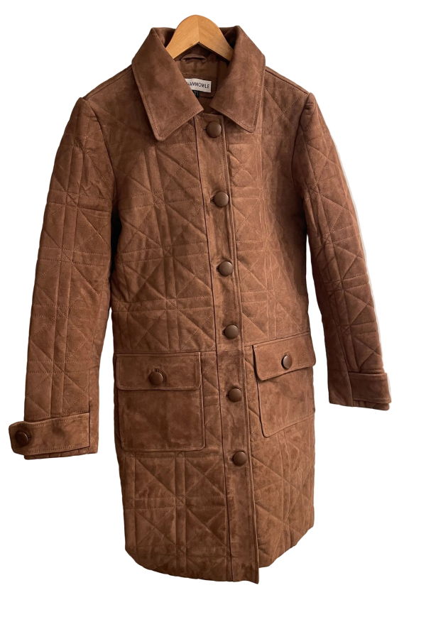 Chammomile Quilted Suede Car Coat