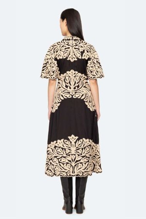 Sea NY Alexandra Embroidery Midi Dress - Black