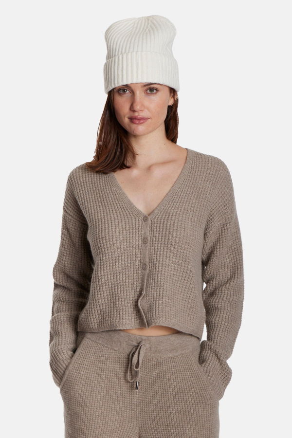 The Tile Club Caroline Cashmere Waffle Cardigan