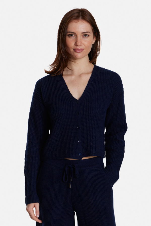 The Tile Club Caroline Cashmere Waffle Cardigan