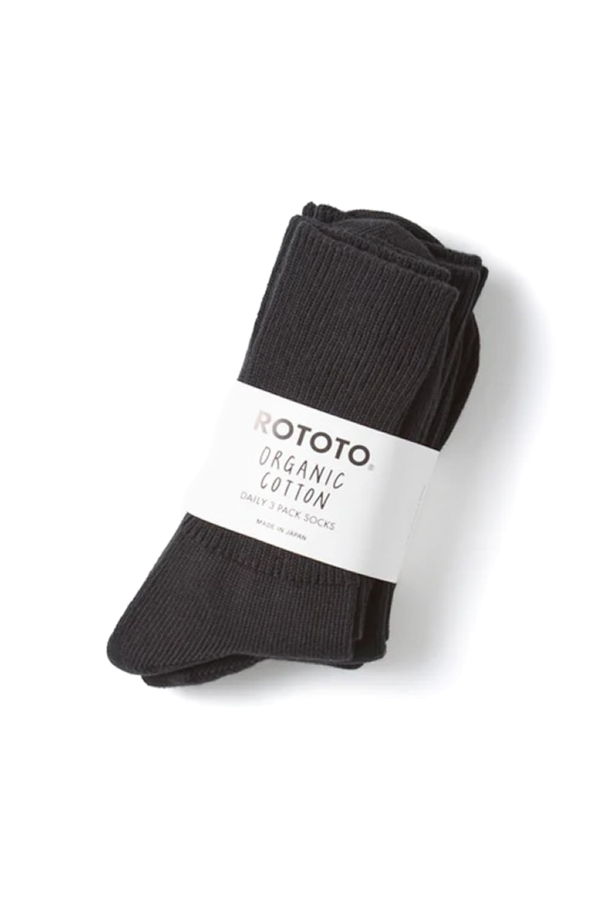 Rototo R1427 Organic Daily 3 Pack Ribbed Crew Socks