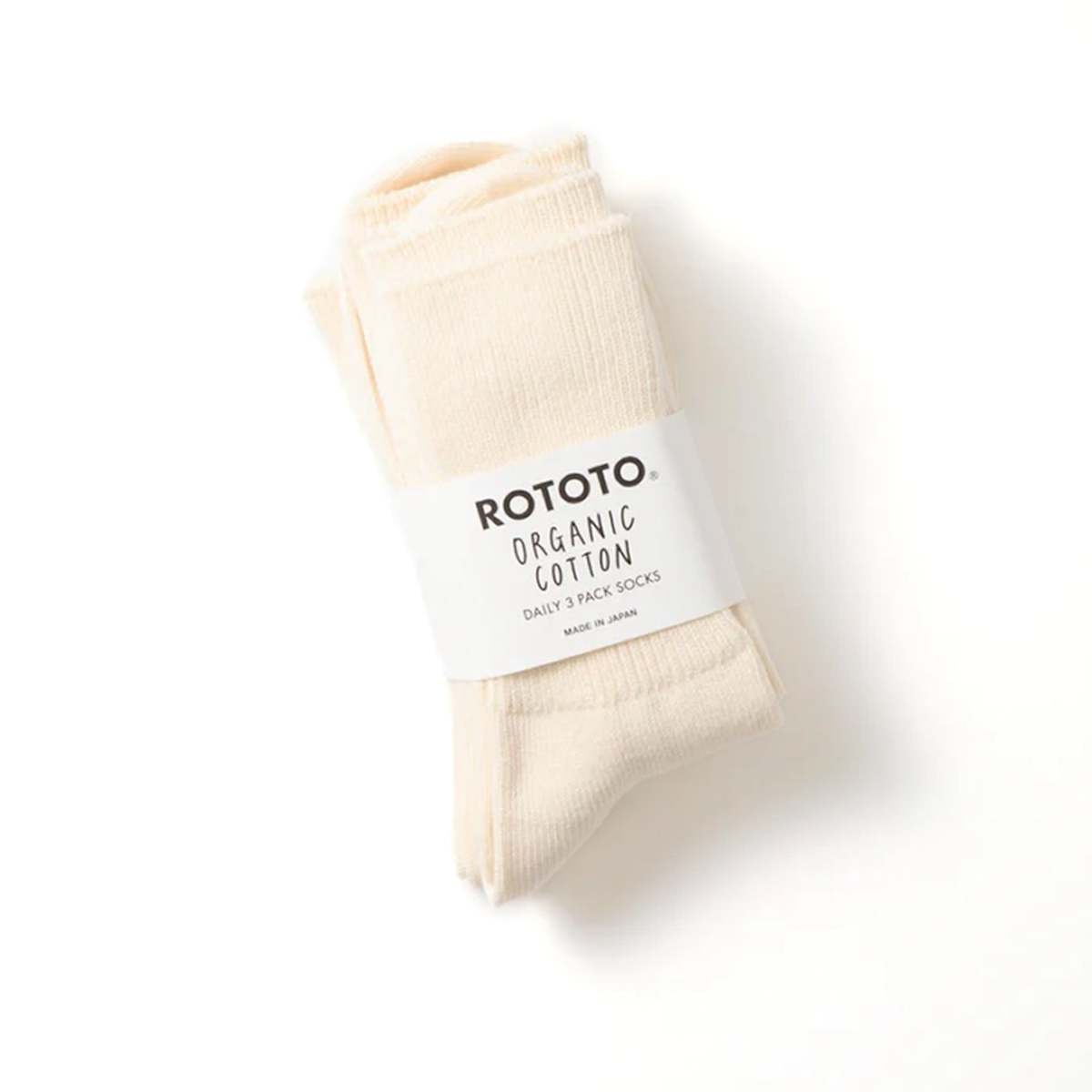 Rototo R1427 Organic Daily 3 Pack Ribbed Crew Socks - Image 1 of 2