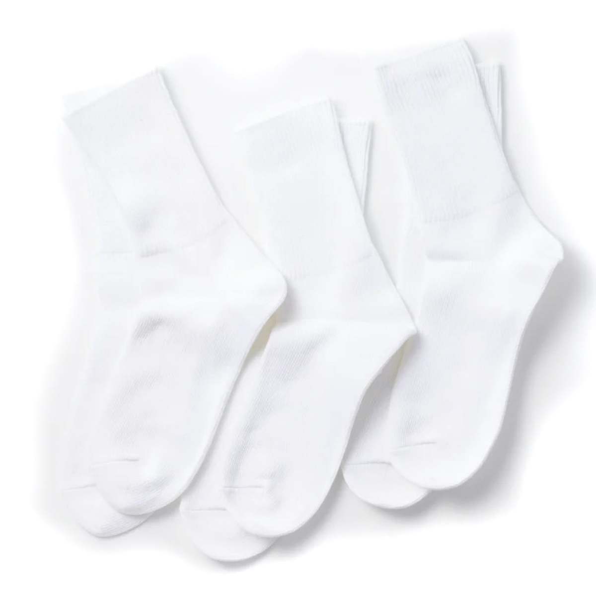 Rototo R1427 Organic Daily 3 Pack Ribbed Crew Socks - White - Image 2 of 2