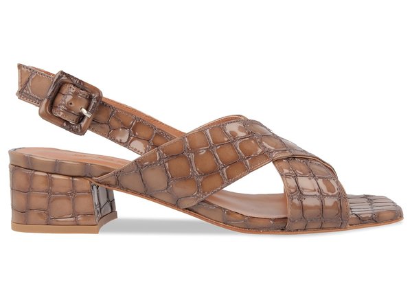 By Far Anelia Croco Embosed Leather Sandal - Brown By Far Anelia Croco Embosed Leather Sandal - Brown