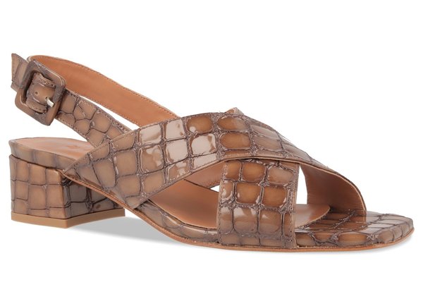 By Far Anelia Croco Embosed Leather Sandal - Brown By Far Anelia Croco Embosed Leather Sandal - Brown