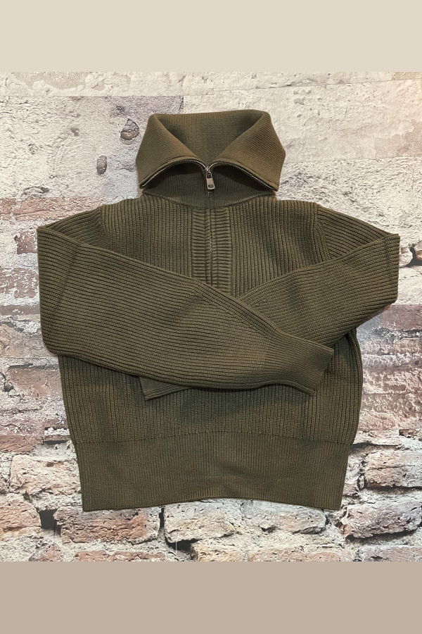 Varley Maura Half Zip Rib Knit Sweater - Olive Night