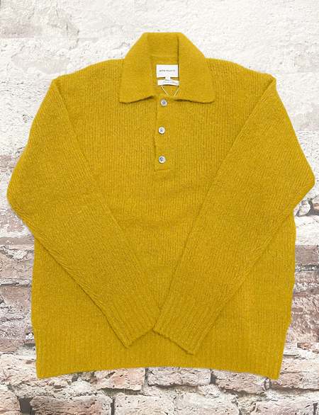 Auralee Hard Twist Merino Knit Big Polo - Black | Garmentory