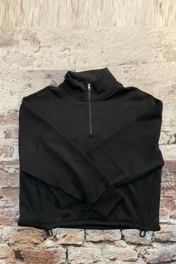 Varley Sian Cropped Half Zip Sweatshirt - Black