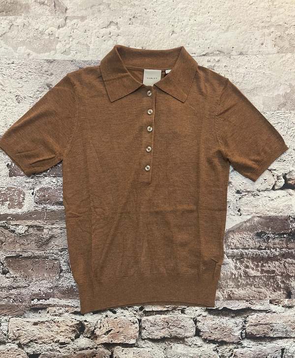 Varley Toni Fine Knit Polo - Deep Sand