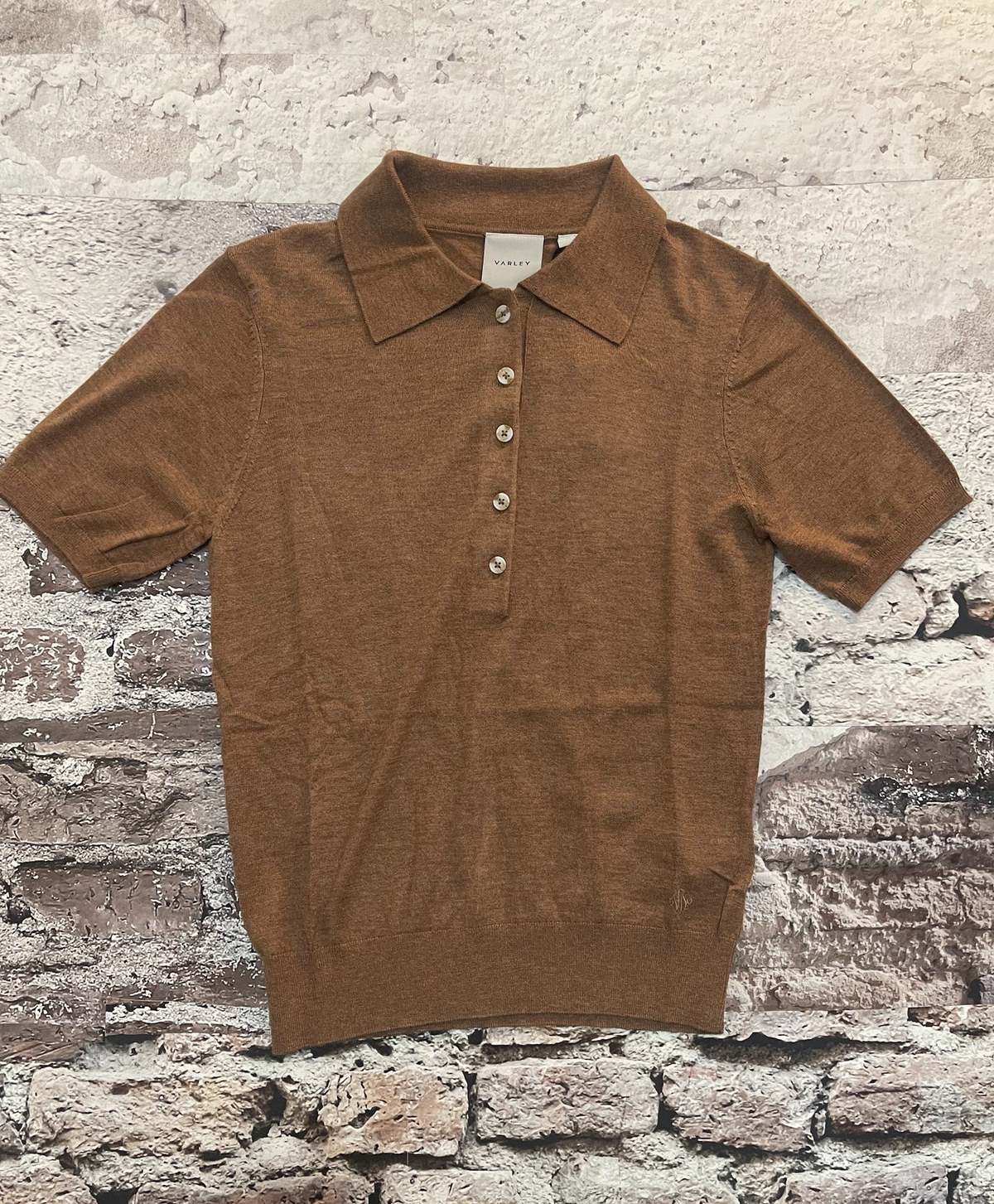 Varley Toni Fine Knit Polo - Deep Sand - Image 1 of 1