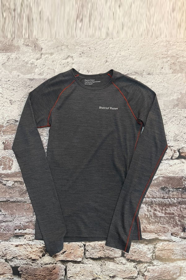 District Vision Merino Long Sleeve Fitted Tee - Dark Melange