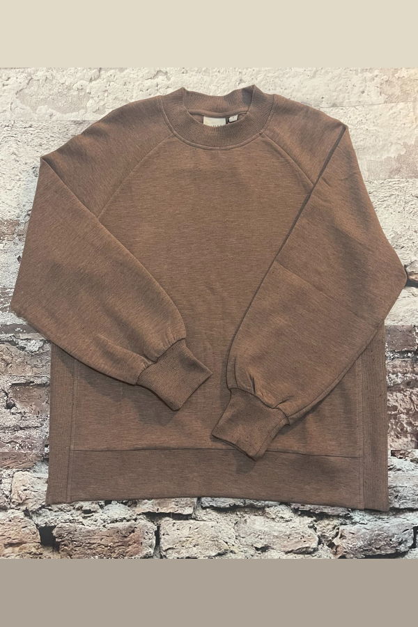 Varley Zosia Crew Neck Midlayer Sweatshirt - Coffee Quartz