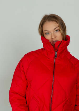 OOFWear Long Quilted Jacket - Crimson | Garmentory