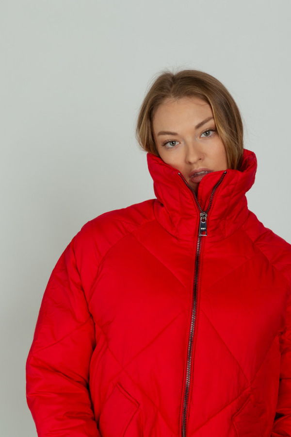OOFWear Long Quilted Jacket - Crimson