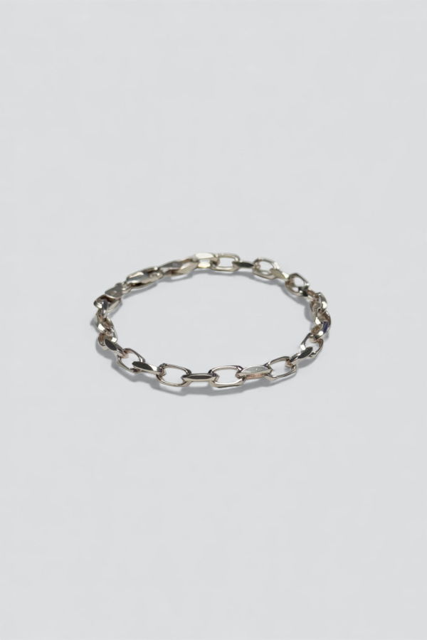 Vintage Flat Oval Link Bracelet - Sterling Silver 