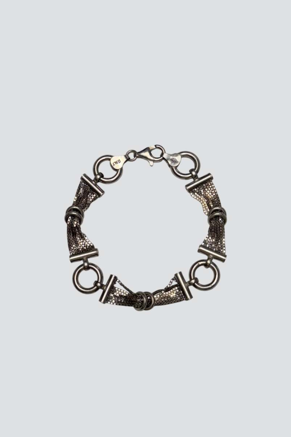 Vintage Mesh Circle Bar Chain Bracelet - Sterling Silver