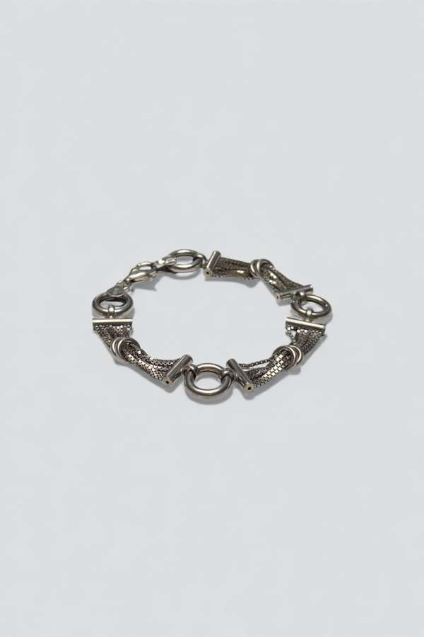 Vintage Mesh Circle Bar Chain Bracelet - Sterling Silver