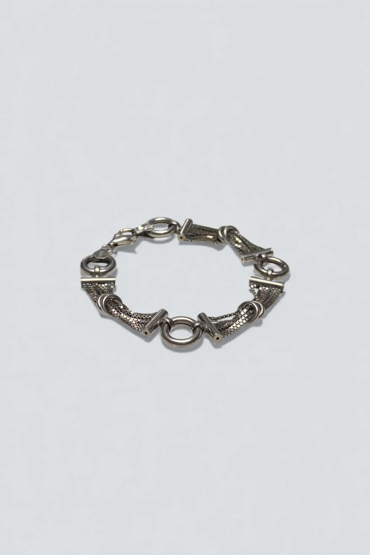 Vintage Mesh Circle Bar Chain Bracelet - Sterling Silver - Image 2 of 3