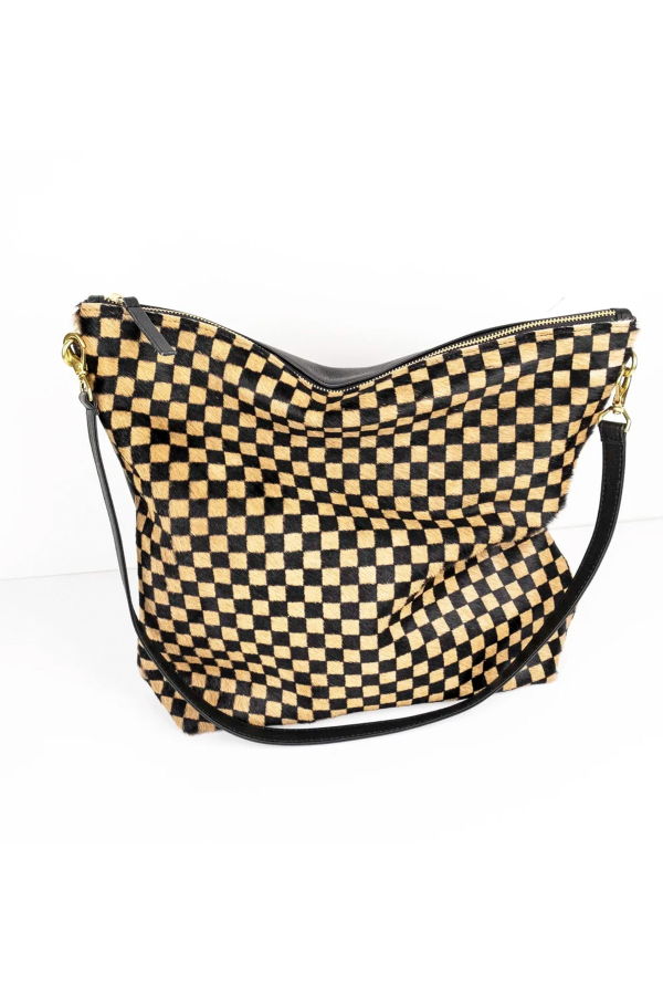 Primecut Checkered Cowhide Leather Hobo Bag