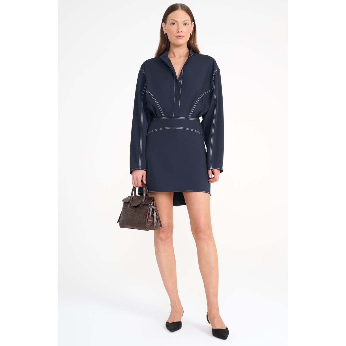 Staud Kiln Dress - Navy - Image 1 of 4