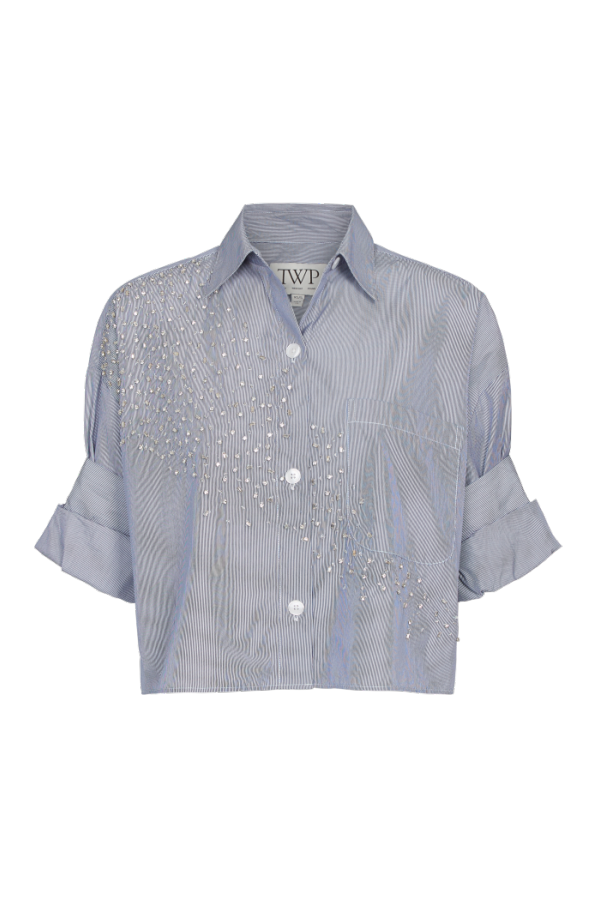 TWP Next Ex Stripe Crystals Shirt - White / Midnight