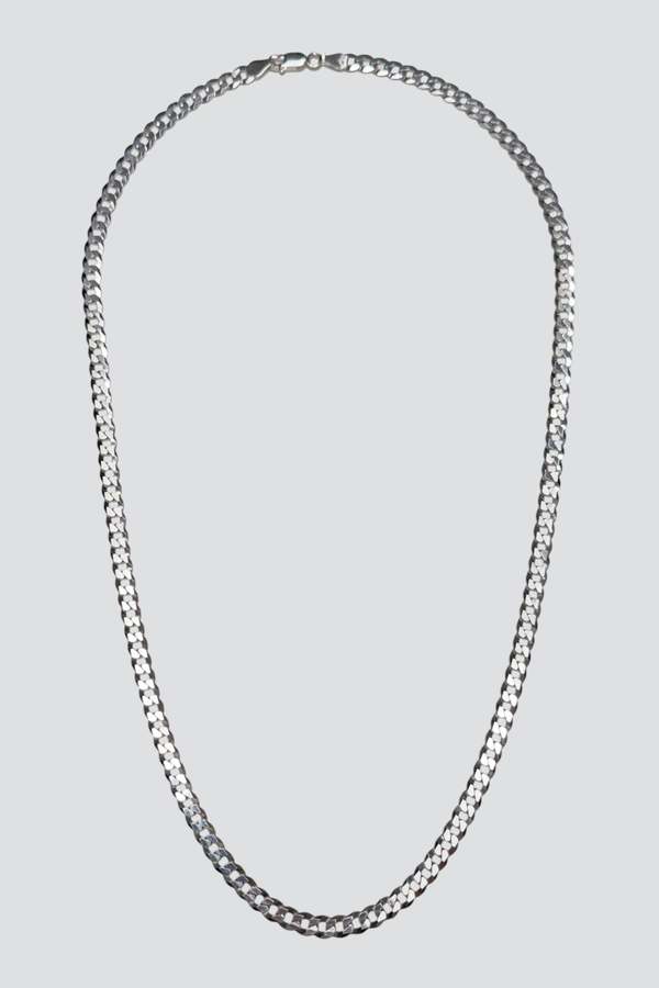 Vintage Flat Curb Chain Necklace - Sterling Silver