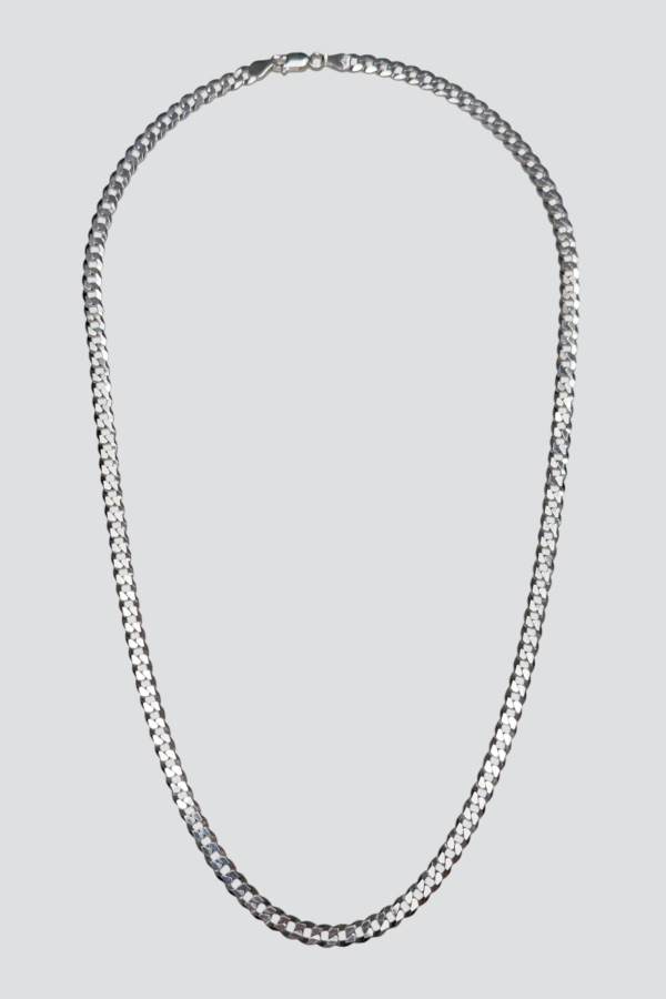 Vintage Flat Curb Chain Necklace - Sterling Silver