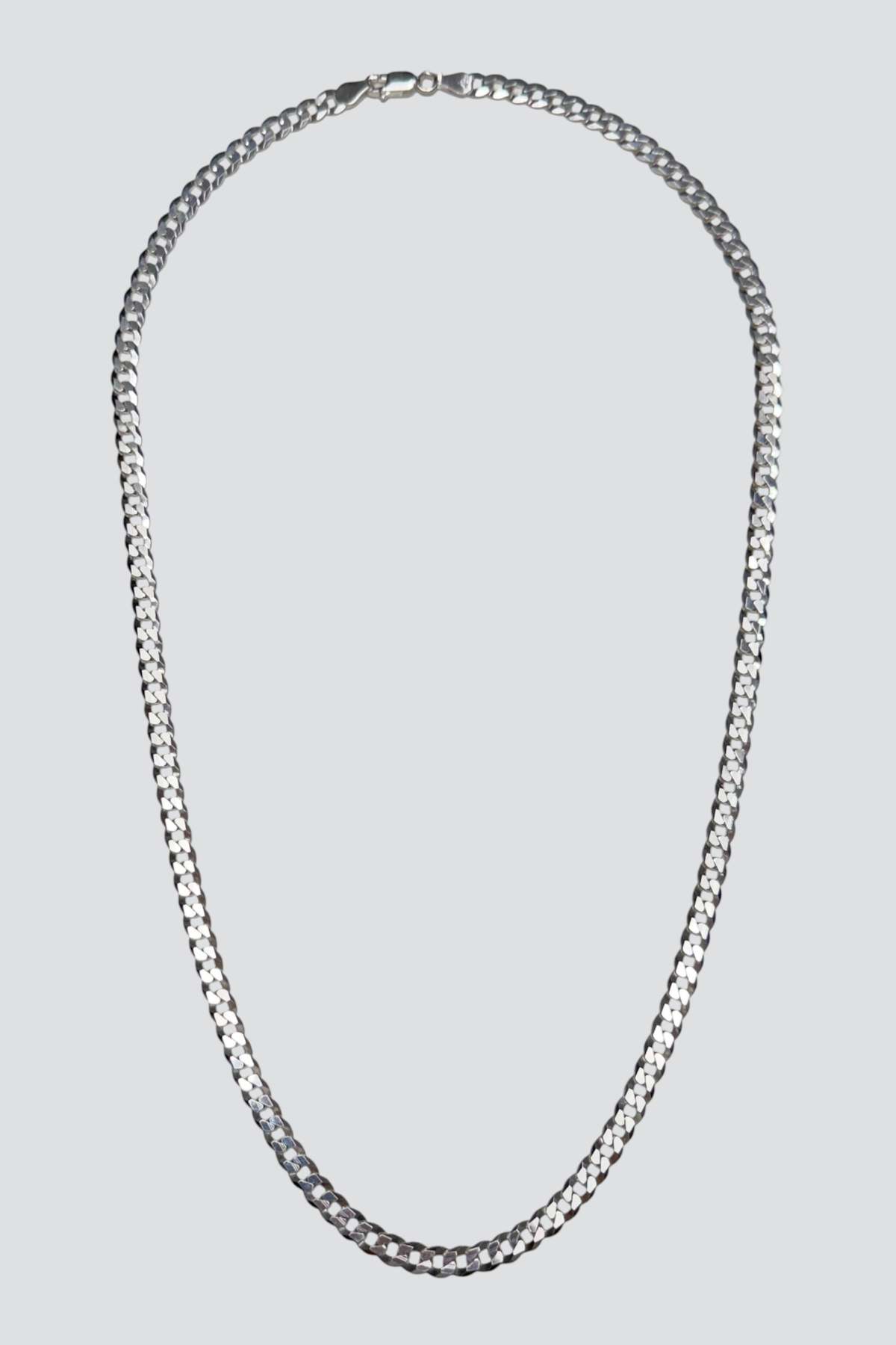 Vintage Flat Curb Chain Necklace - Sterling Silver - Image 1 of 3