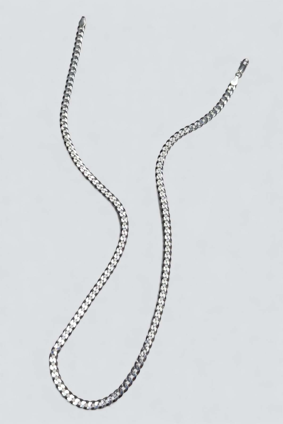 Vintage Flat Curb Chain Necklace - Sterling Silver - Image 2 of 3