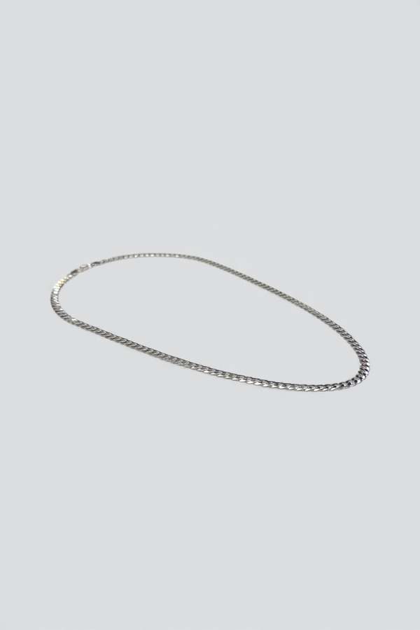 Vintage Flat Curb Chain Necklace - Sterling Silver