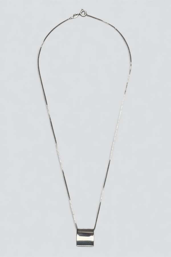 Vintage Pressed Square Pendant Necklace - Sterling Silver