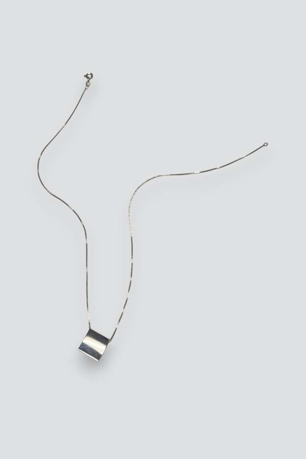 Vintage Pressed Square Pendant Necklace - Sterling Silver