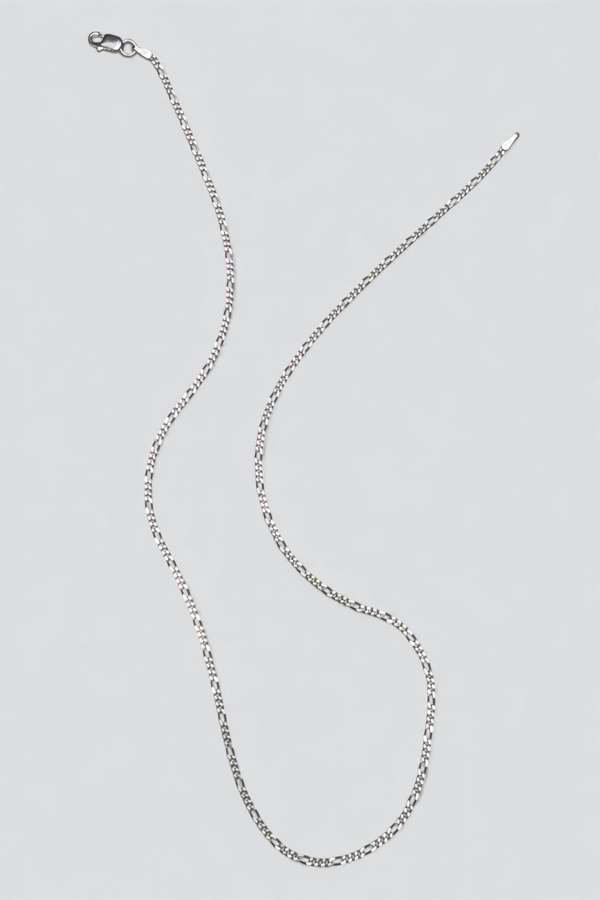 Vintage Thin Figaro Chain Necklace - Sterling Silver