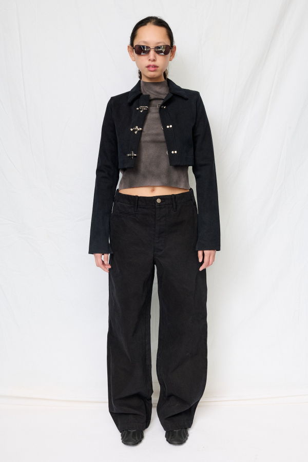 Assembly Black Denim Fireman Crop Rugby Top