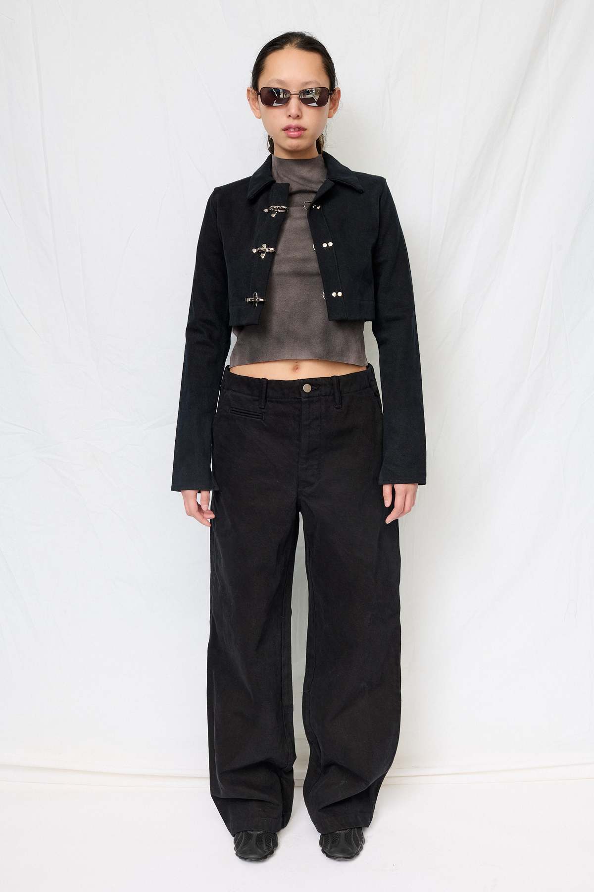 Assembly Black Denim Fireman Crop Rugby Top - Image 2 of 4