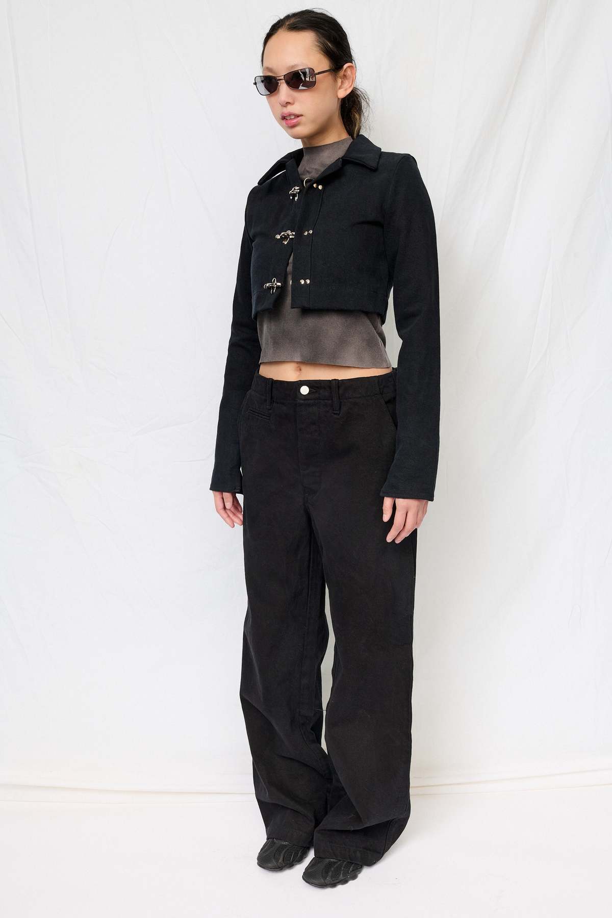 Assembly Black Denim Fireman Crop Rugby Top - Image 3 of 4