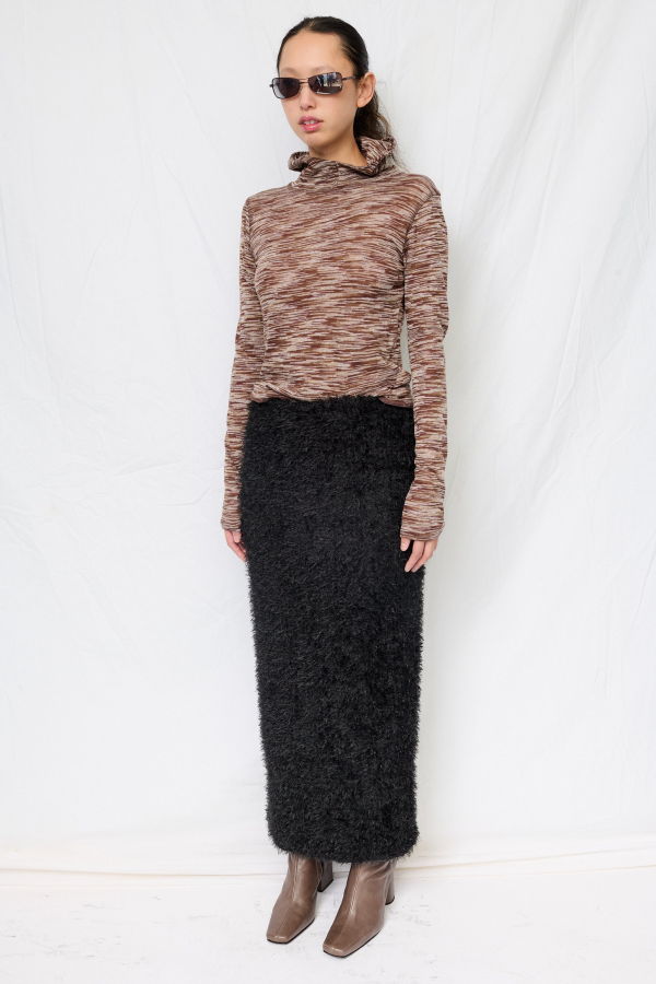 Assembly Brown Variegated Knit Hooded Top