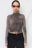 Assembly Grey Airbrush Crop Long Sleeve Mockneck Top - Thumbnail 1