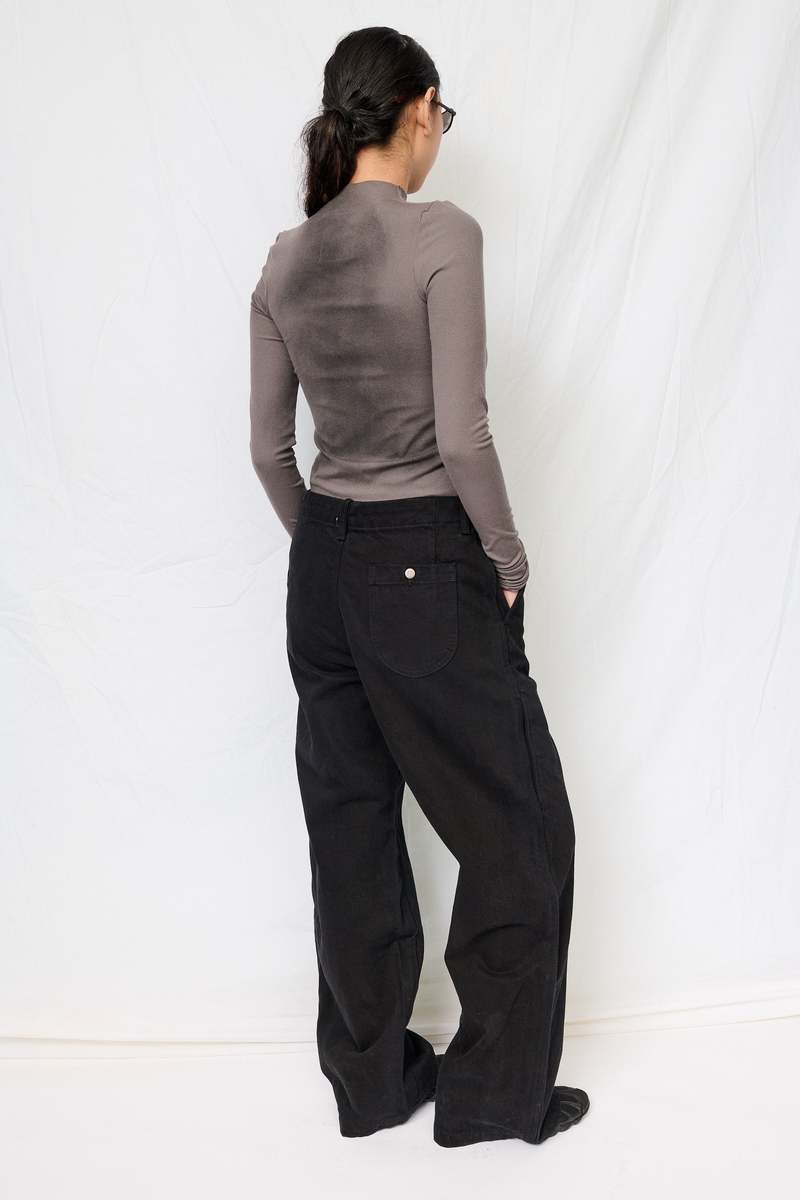 Assembly Grey Airbrush Crop Long Sleeve Mockneck Top