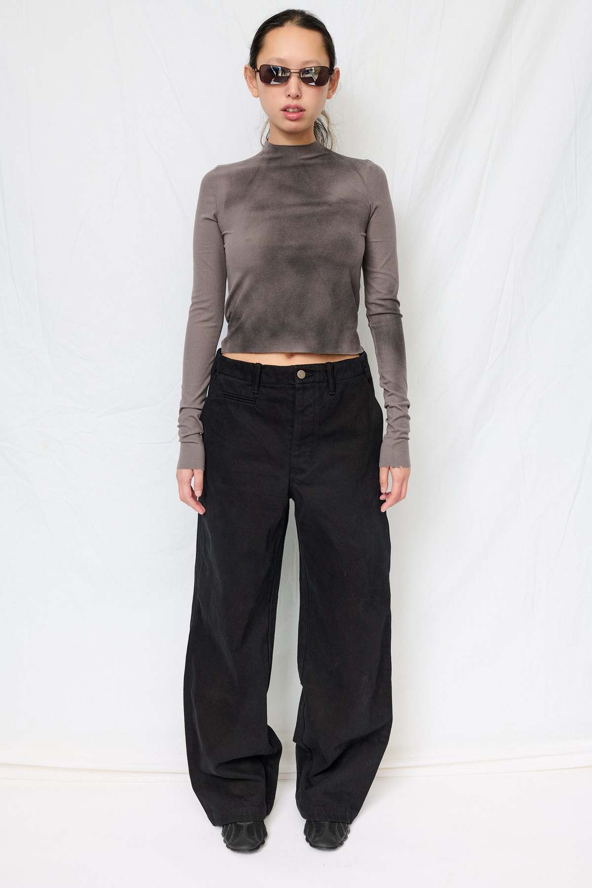 Assembly Grey Airbrush Crop Long Sleeve Mockneck Top - Image 4 of 4