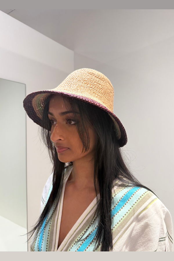 Zimmermann Stripe Raffia Bucket Hat